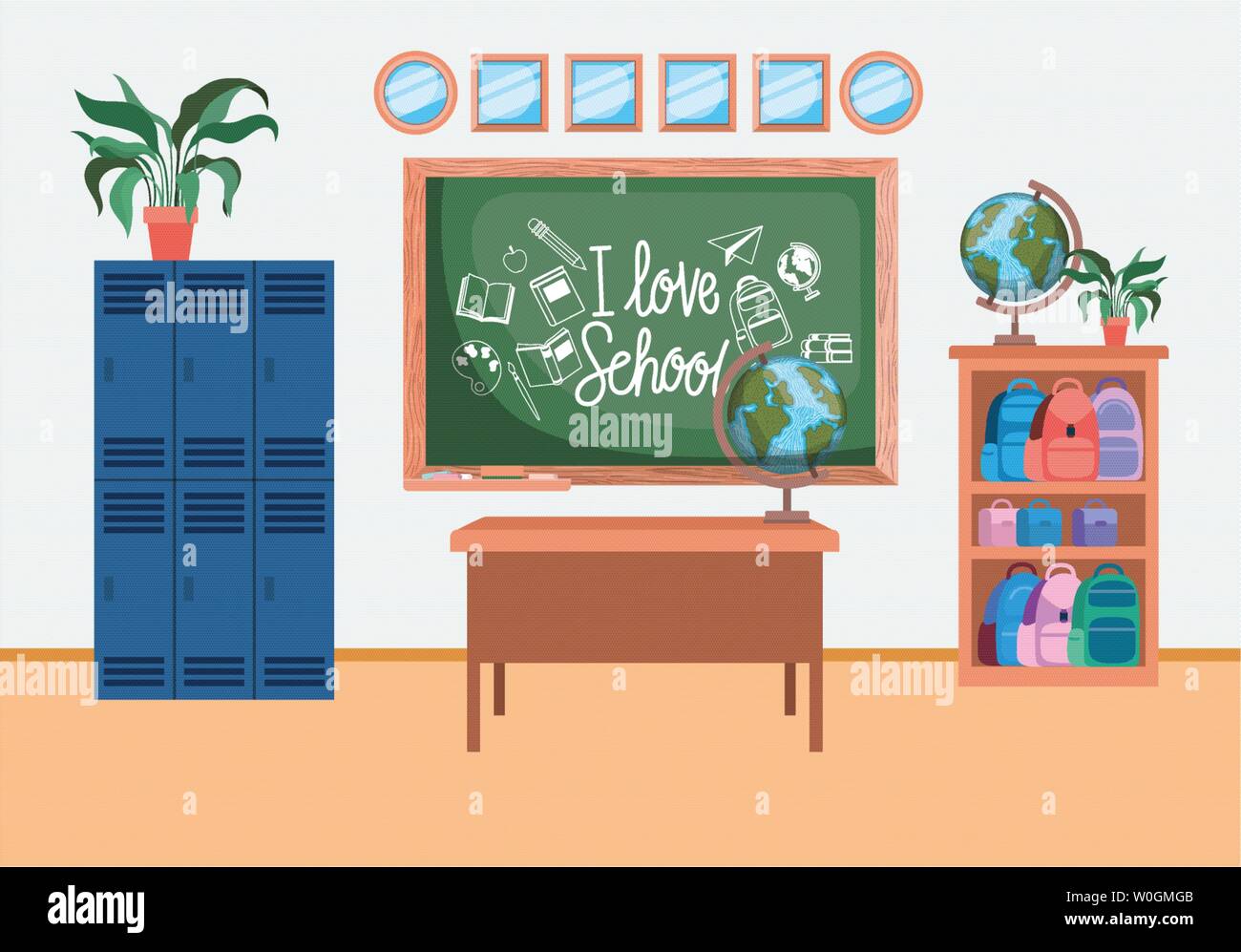 classroom school with chalkboard scene Stock Vector Image & Art - Alamy