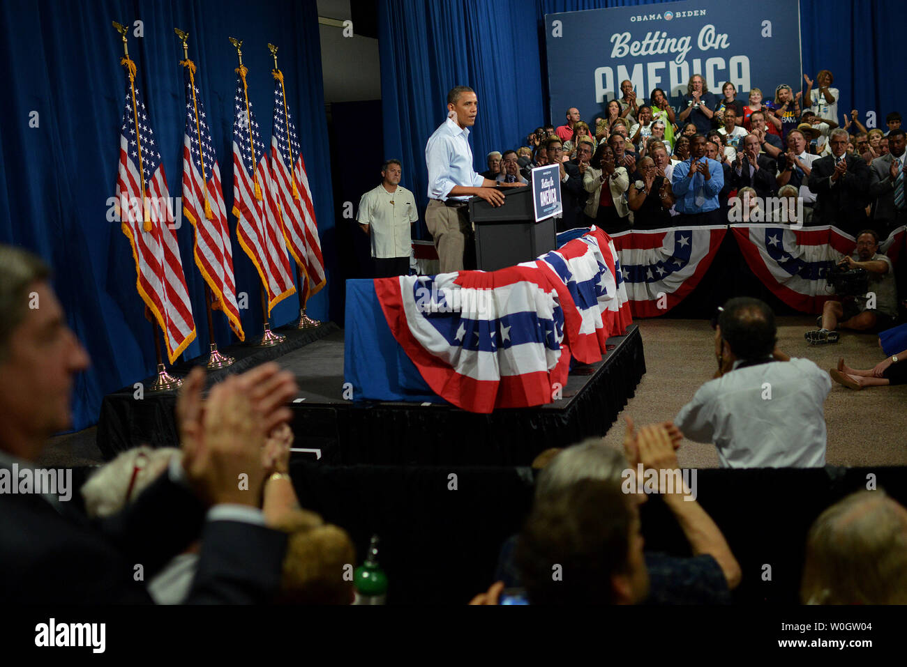 President Barack Obama delivers remarks at a campaign event at Dobbins Elementary School in