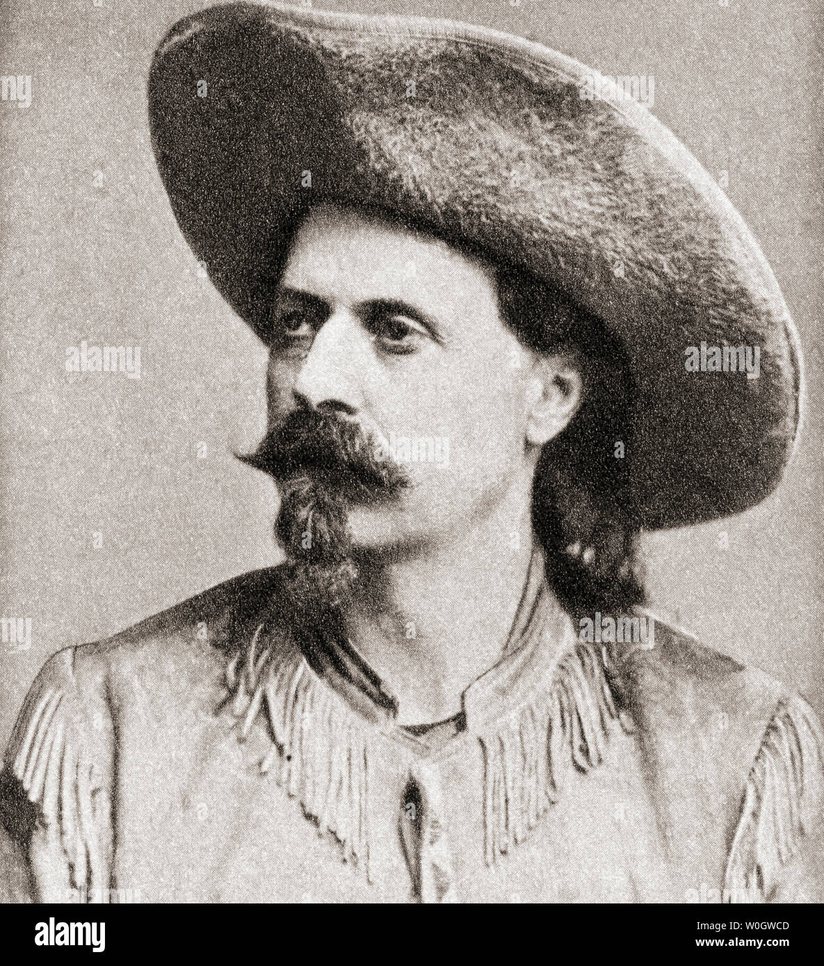 William Frederick 'Buffalo Bill' Cody, 1846 – 1917.  American scout, bison hunter, and showman.  From The Pageant of the Century, published 1934. Stock Photo