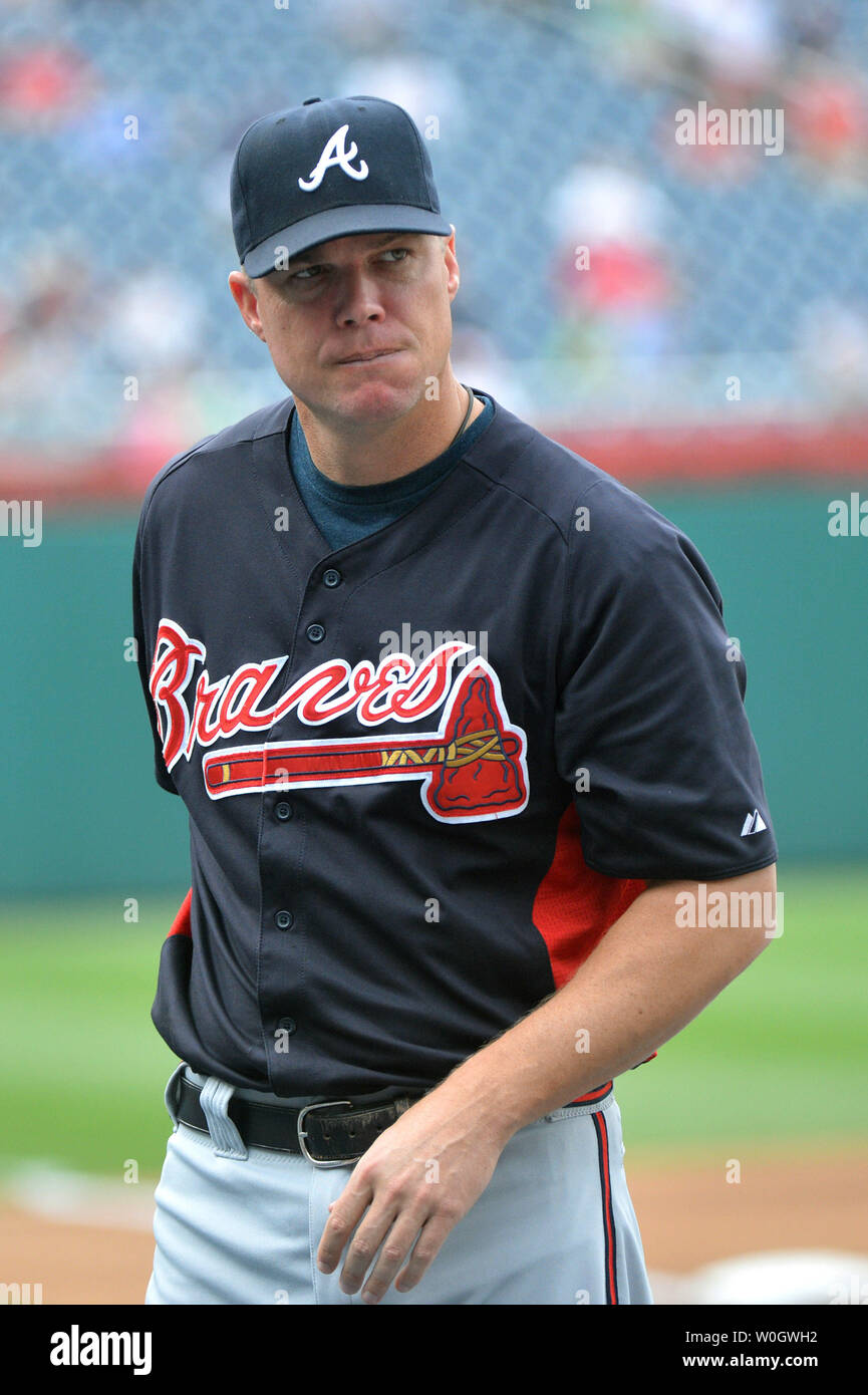 Atlanta Braves Chipper Jones takes batting practice prior to the Braves  game against the Washington Nationals at Nationals Park in Washington on  August 20, 2012. UPI/Kevin Dietsch Stock Photo - Alamy