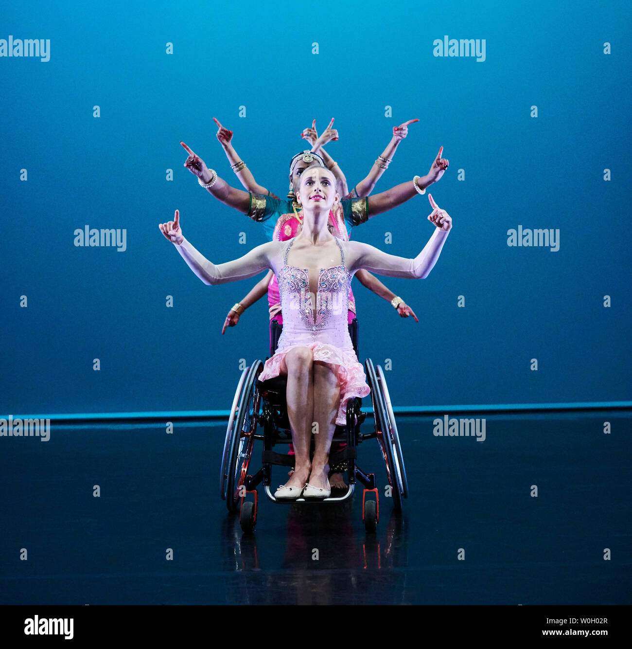 London, UK. 27th June 2019. Nritya  - National Award Winning, Step Change Studios - an inclusive company for disabled and non-disabled dancers - presents the UK premiere of Fairy Tales at Sadler's Wells' Lilian Bayliss Studio.   Credit: Thomas Bowles/Alamy Live News Stock Photo