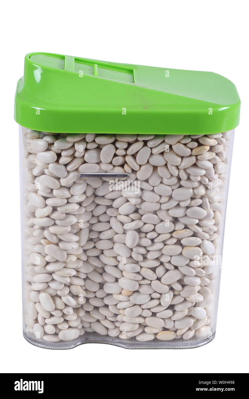 White beans in plastic containers Stock Photo Alamy
