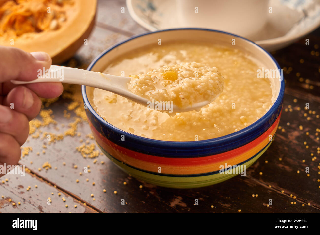 Millet pumpkin porridge Stock Photo