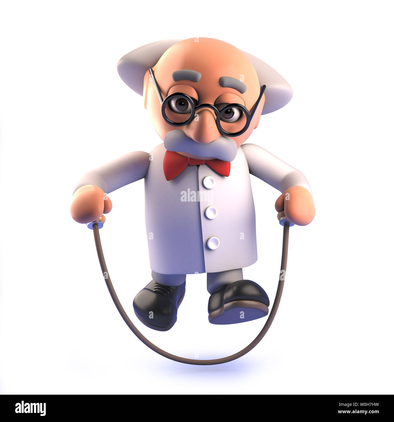 Rendered 3d image of a mad scientist character in 3d using a skipping ...