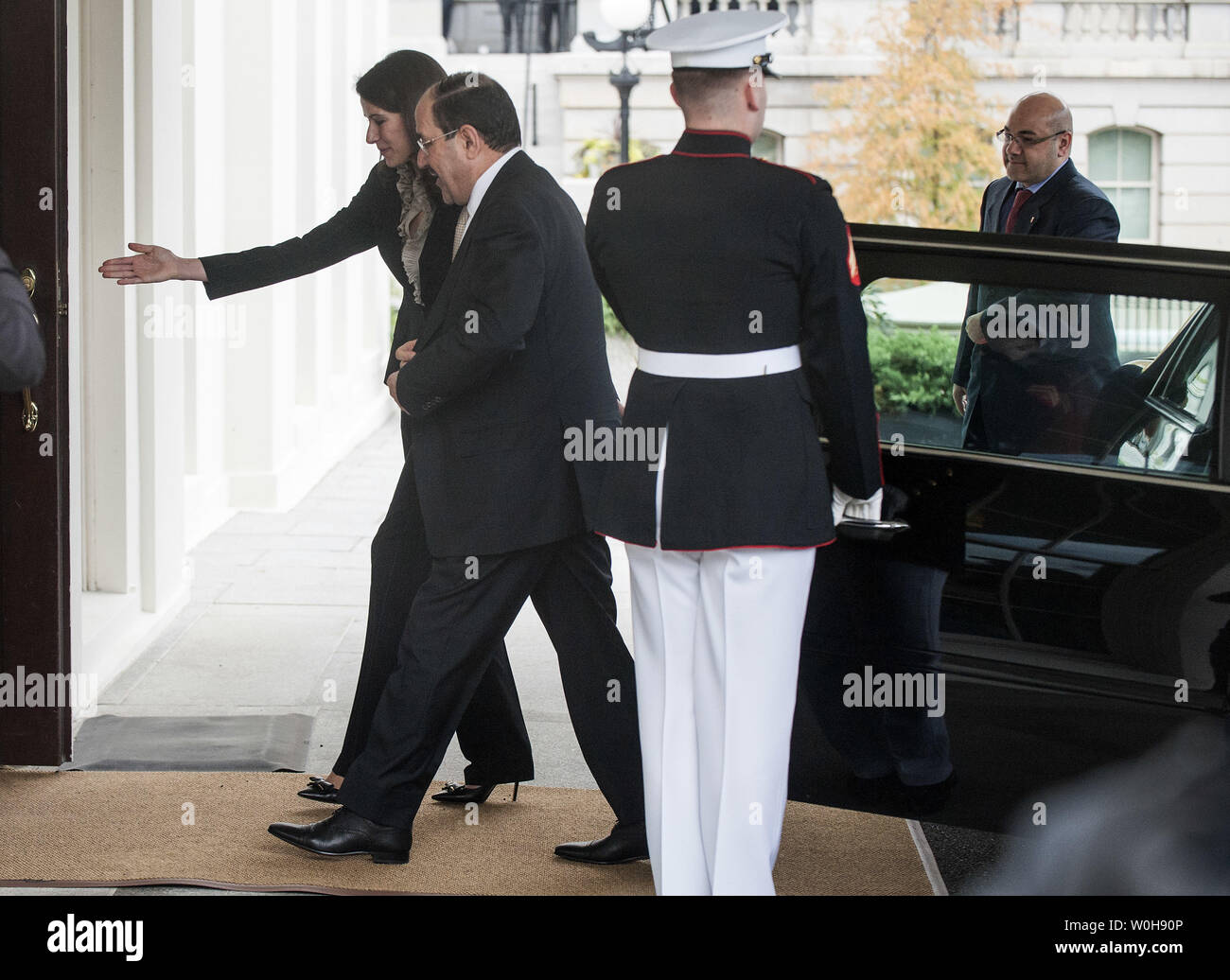 Iraqi Prime Minister Nuri al-Maliki arrives at the White House for a meeting with President Barack Obama in Washington, D.C. on November 1, 2013. UPI/Kevin Dietsch Stock Photo