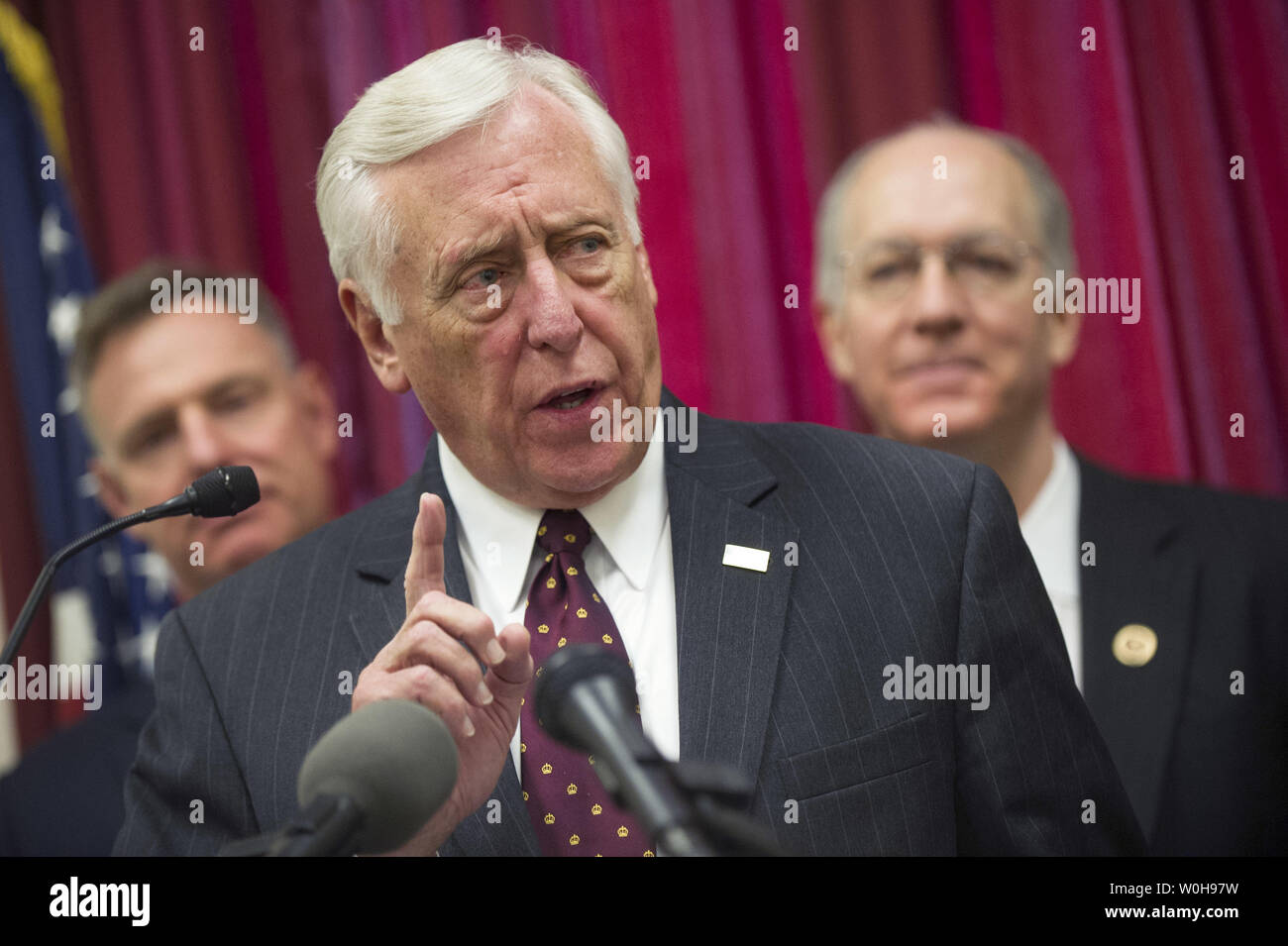 House Minority Whip Steny Hoyer (D-MD) speaks at a press conference on immigration reform on Capitol Hill in Washington, D.C., November 13, 2013. UPI/Kevin Dietsch Stock Photo