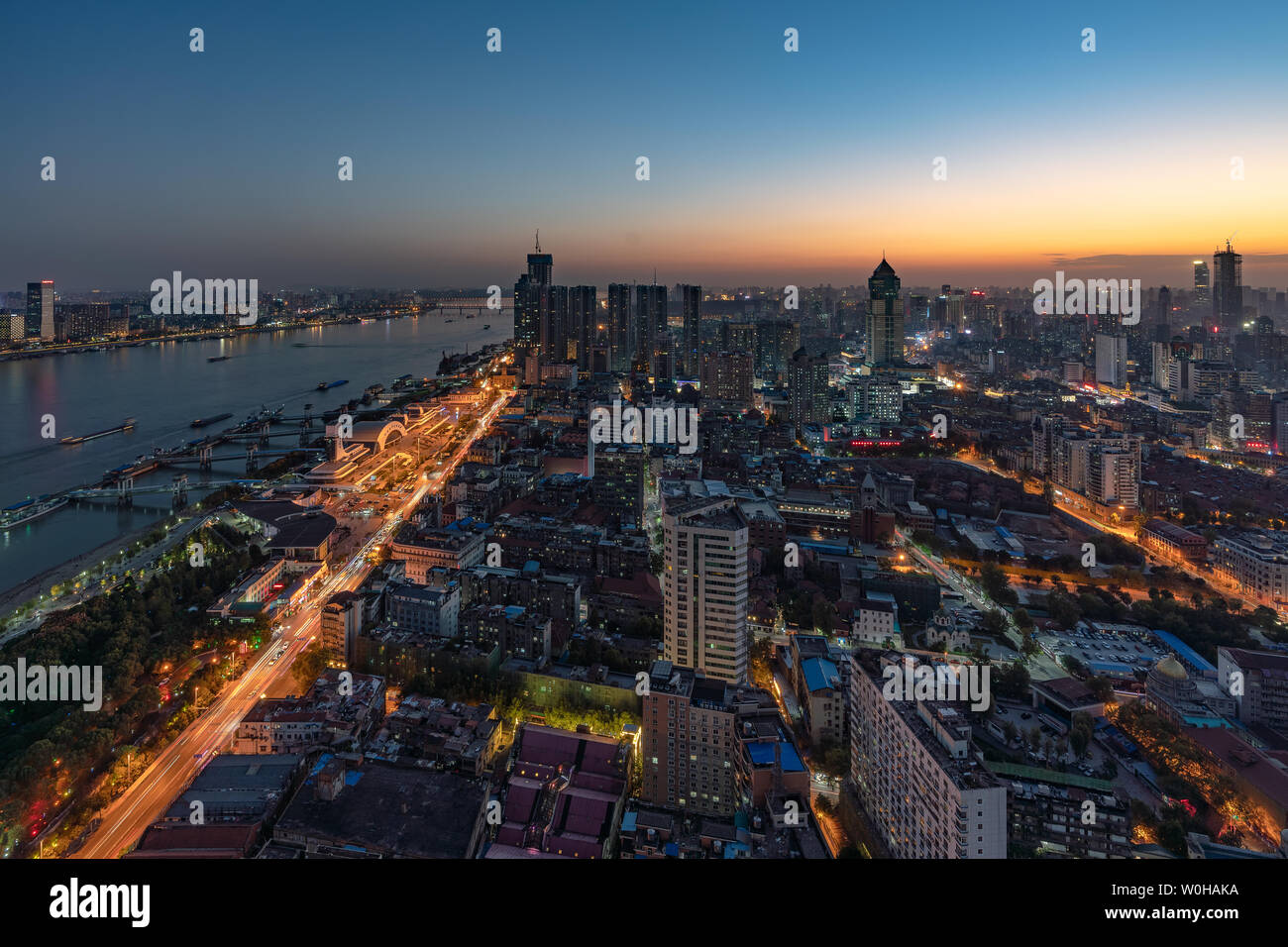 Night Scenery of Wuhan City Stock Photo