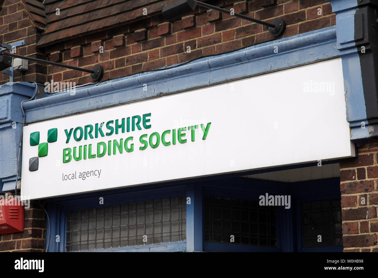 Ashtead, Surrey, UK - Sign for high street branch of Yorkshire Building Society, external facade, local agency Stock Photo