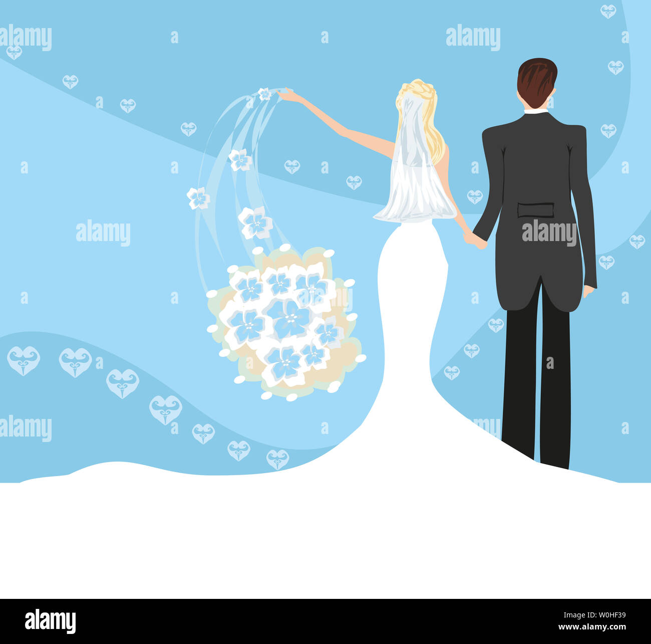 Wedding Couple Bride Throws Her Wedding Bouquet Stock Photo Alamy