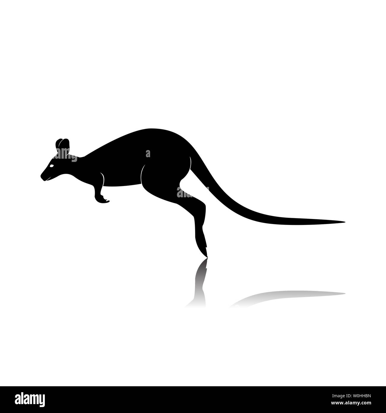 Kangaroo Silhouette Isolated on White Background Stock Vector