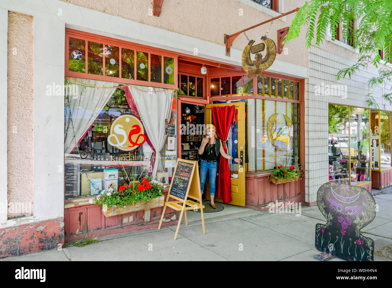 Isis Essentials and Exotica, storefront, Nelson, British Columbia, Canada Stock Photo