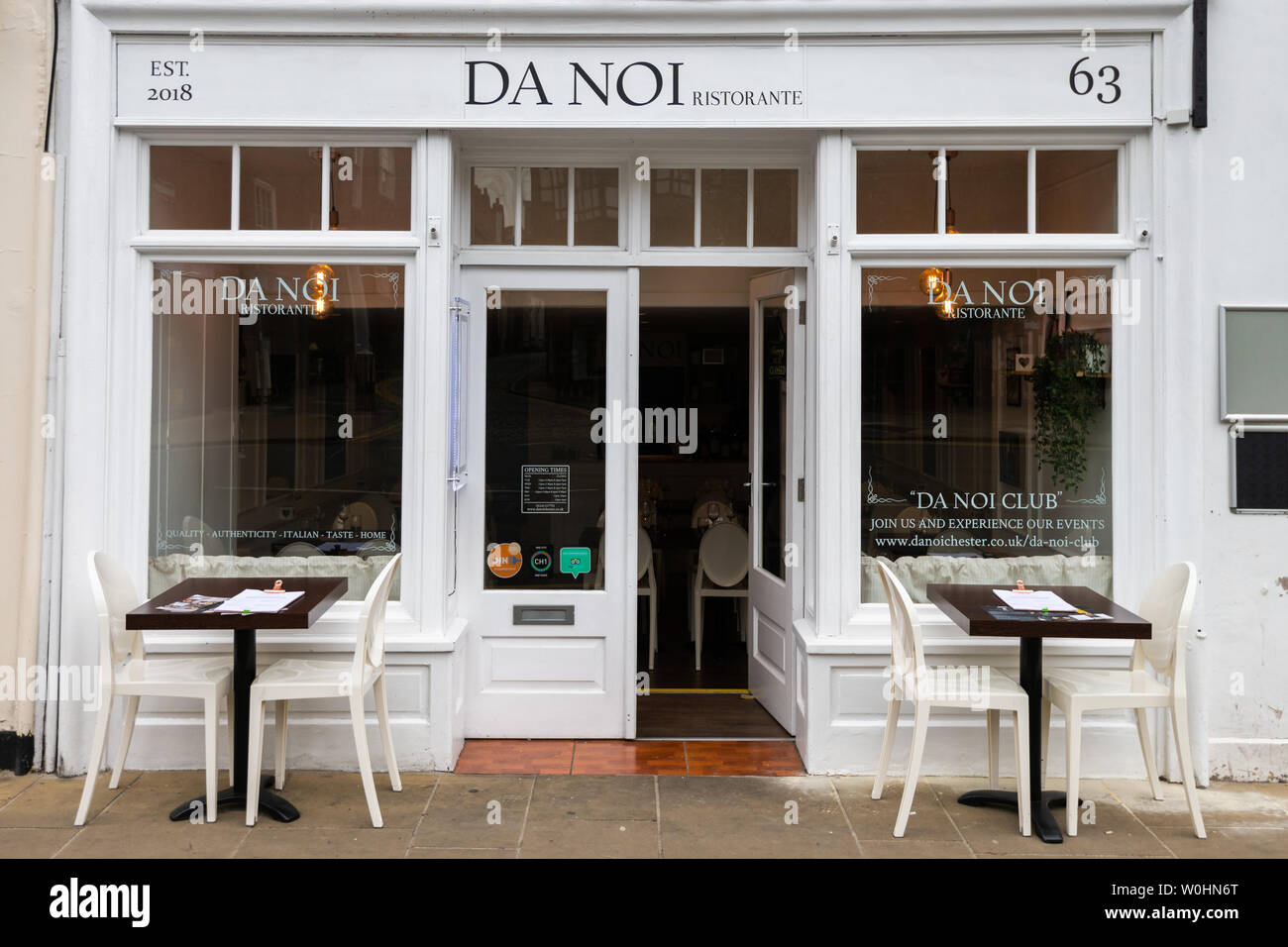 CHESTER, UK - 26TH JUNE 2019: Authentic Italian restaurant Da Noi in the middle of the famous roman city of Chester Stock Photo