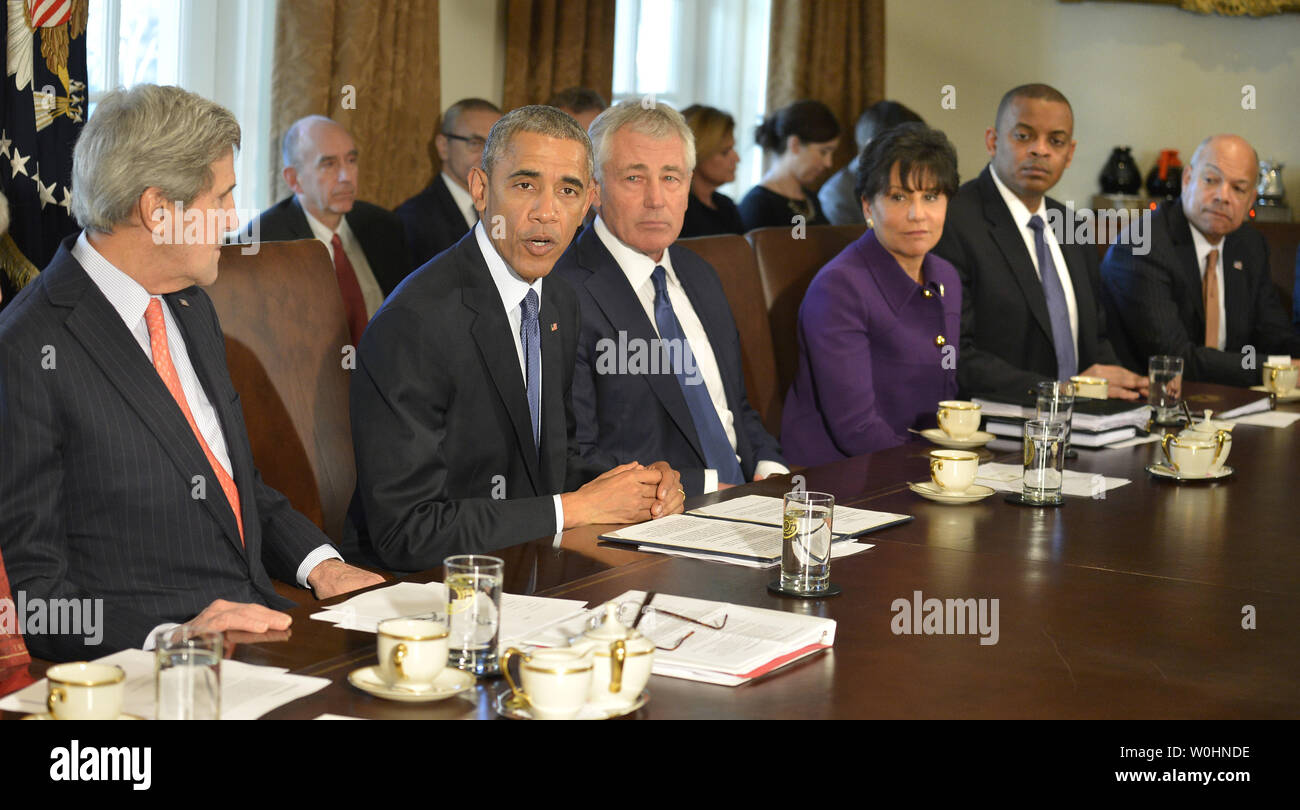 U S President Barack Obama 2nd L Makes Remarks As Cabinet