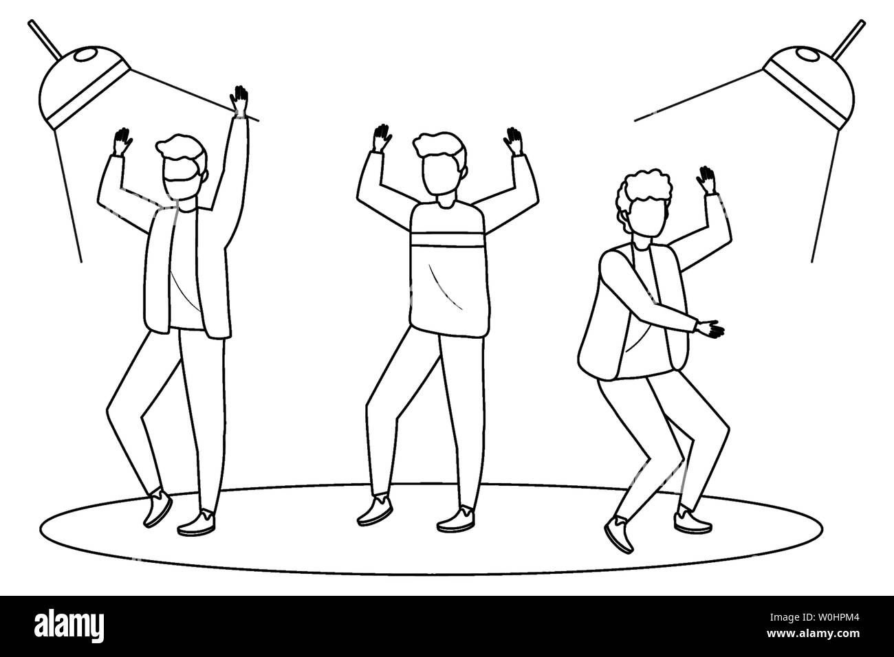 Men dancing design, Party dance music sound nightlife disco