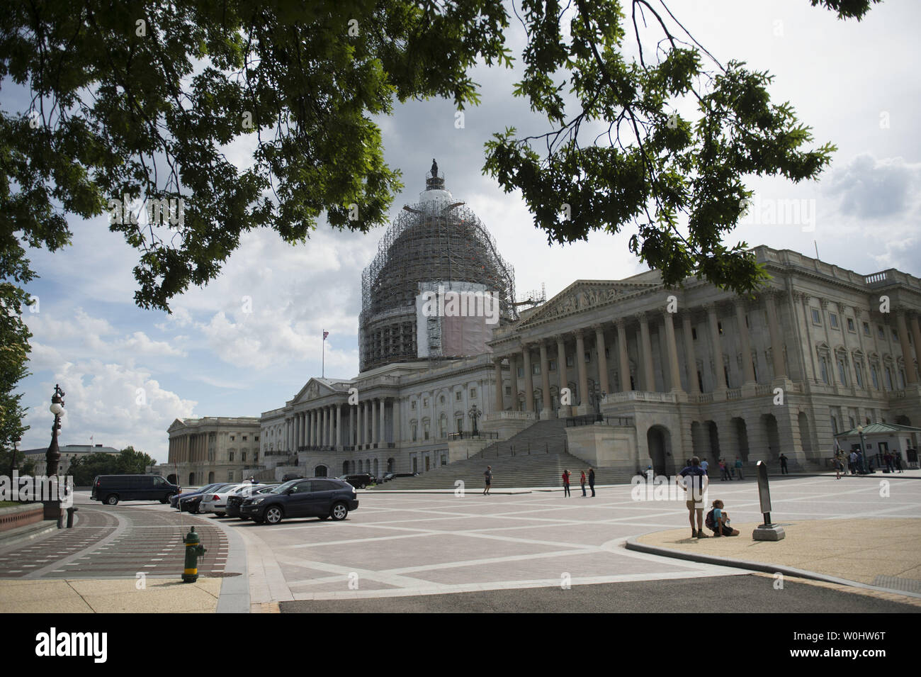 The U.S. Capitol Building is seen prior to a Senate vote on the U.S.A. Freedom Act during a rare Sunday session on Capitol Hill in Washington, D.C. on May 31, 2015. Three intelligence tools are set to expire later today with the Patriot Act, including the NSA's bulk collection of Americans' phone records. Lawmakers are debating the House's U.S.A Freedom Act which will renew certain intelligence tools. Photo by Kevin Dietsch/UPI. Stock Photo