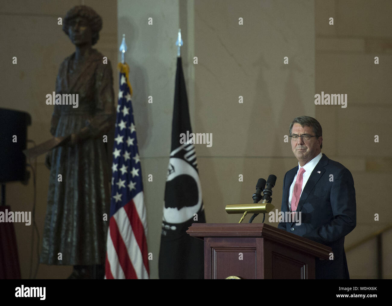 Defense Secretary Ashton Carter delivers remarks during the Congressional Commemoration Ceremony in honor of the 50th anniversary of the Vietnam War, on Capitol Hill in Washington, D.C. on July 8, 2015.  Photo by Kevin Dietsch/UPI Stock Photo