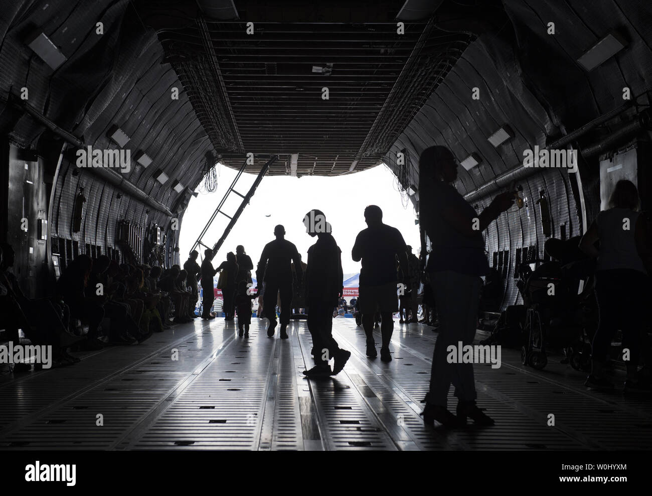 Visitors tour inside a USAF C-5M Super Galaxy at the Air Show at Joint Base Andrews in Prince George's County, Maryland, September 18, 2015.  Photo by Molly Riley/UPI Stock Photo