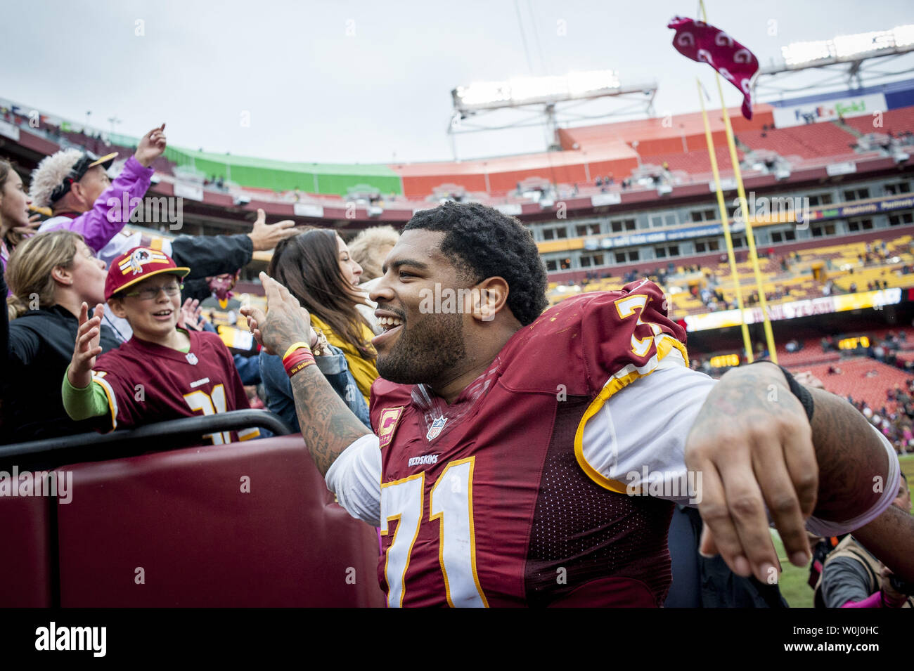 Washington Redskins Tackle Trent Williams Celebrates As He