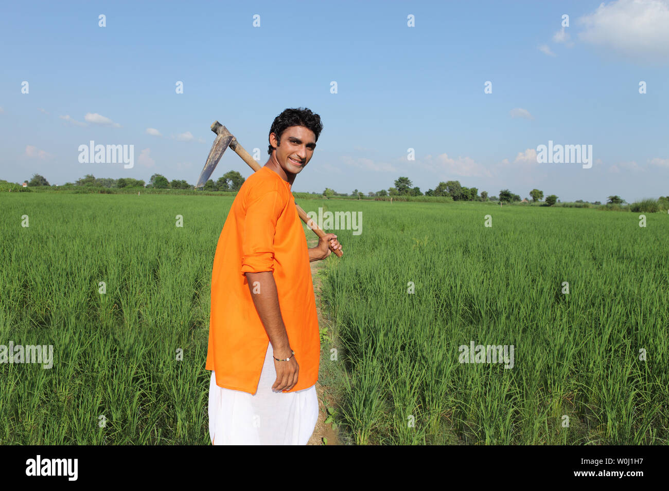 Indian farmer standing in a field Stock Photo - Alamy