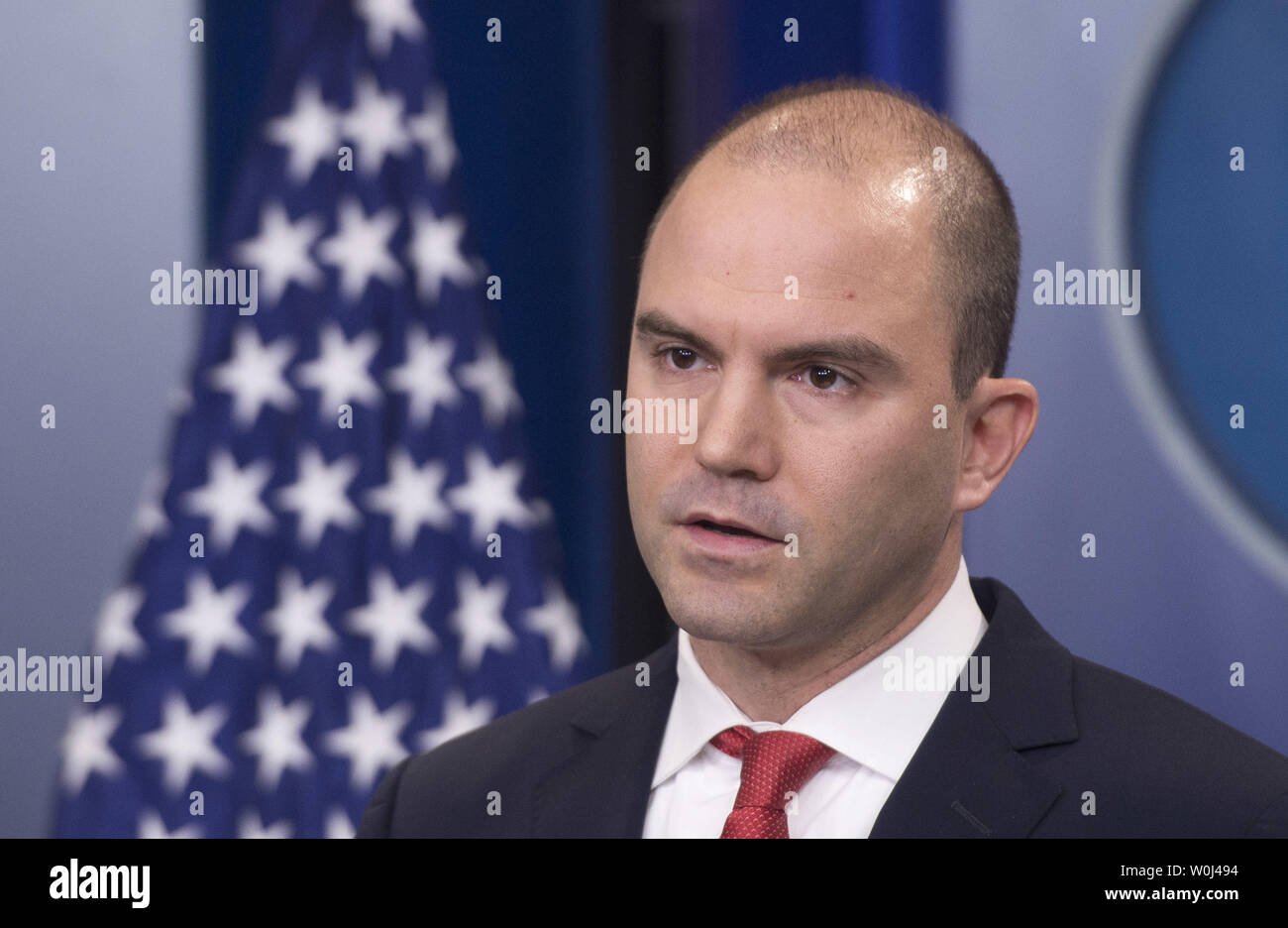 Ben Rhodes the deputy National Security Adviser for President Barack Obama, speaks about Obama's upcoming trip to Cuba, in Washington, D.C. on February 18, 2016. Photo by Kevin Dietsch/UPI Stock Photo