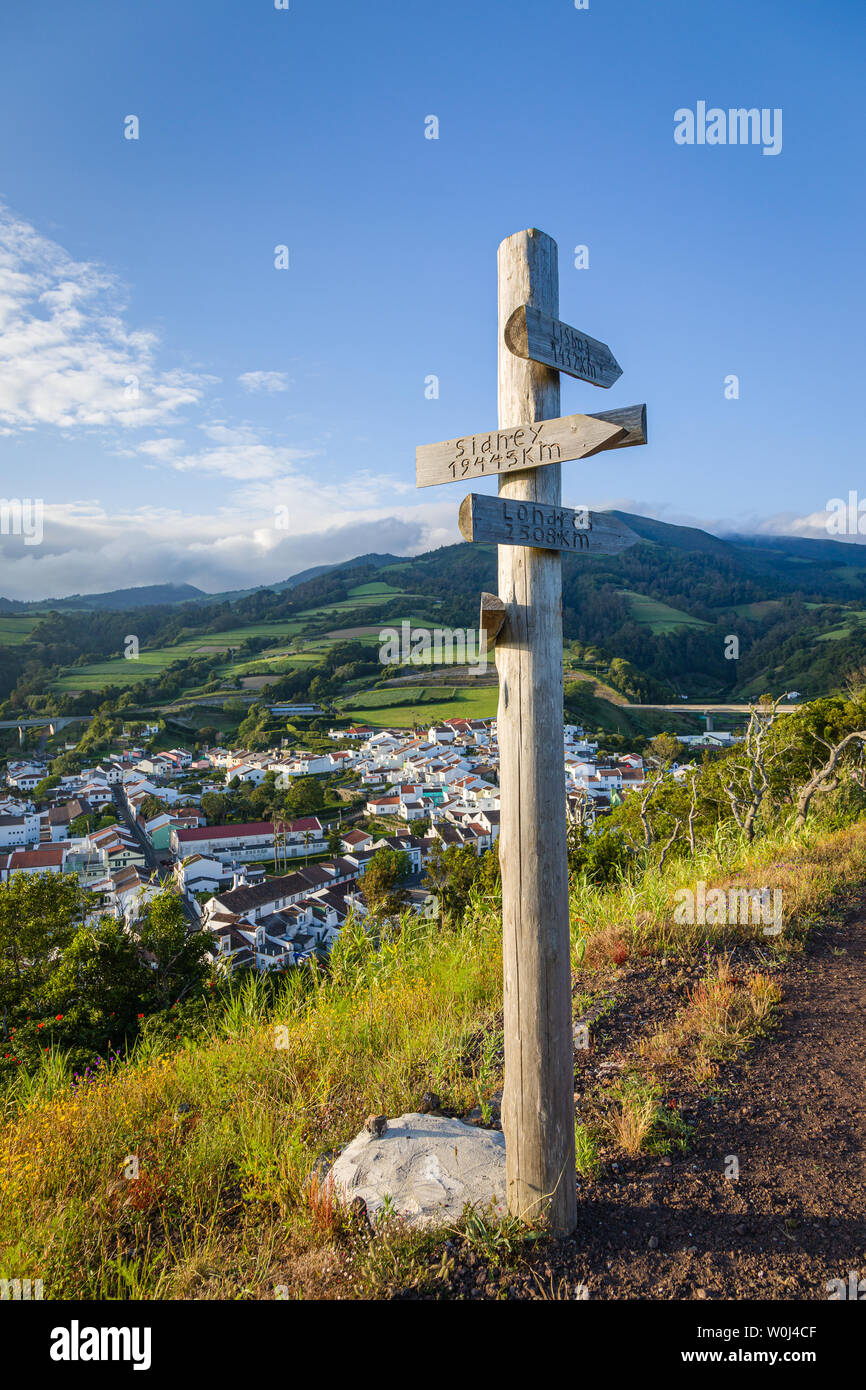 Landmark at Nossa Senhora Do Monte Church over Agua De Pau, Sao Miguel, Azores archipelago, Portugal Stock Photo