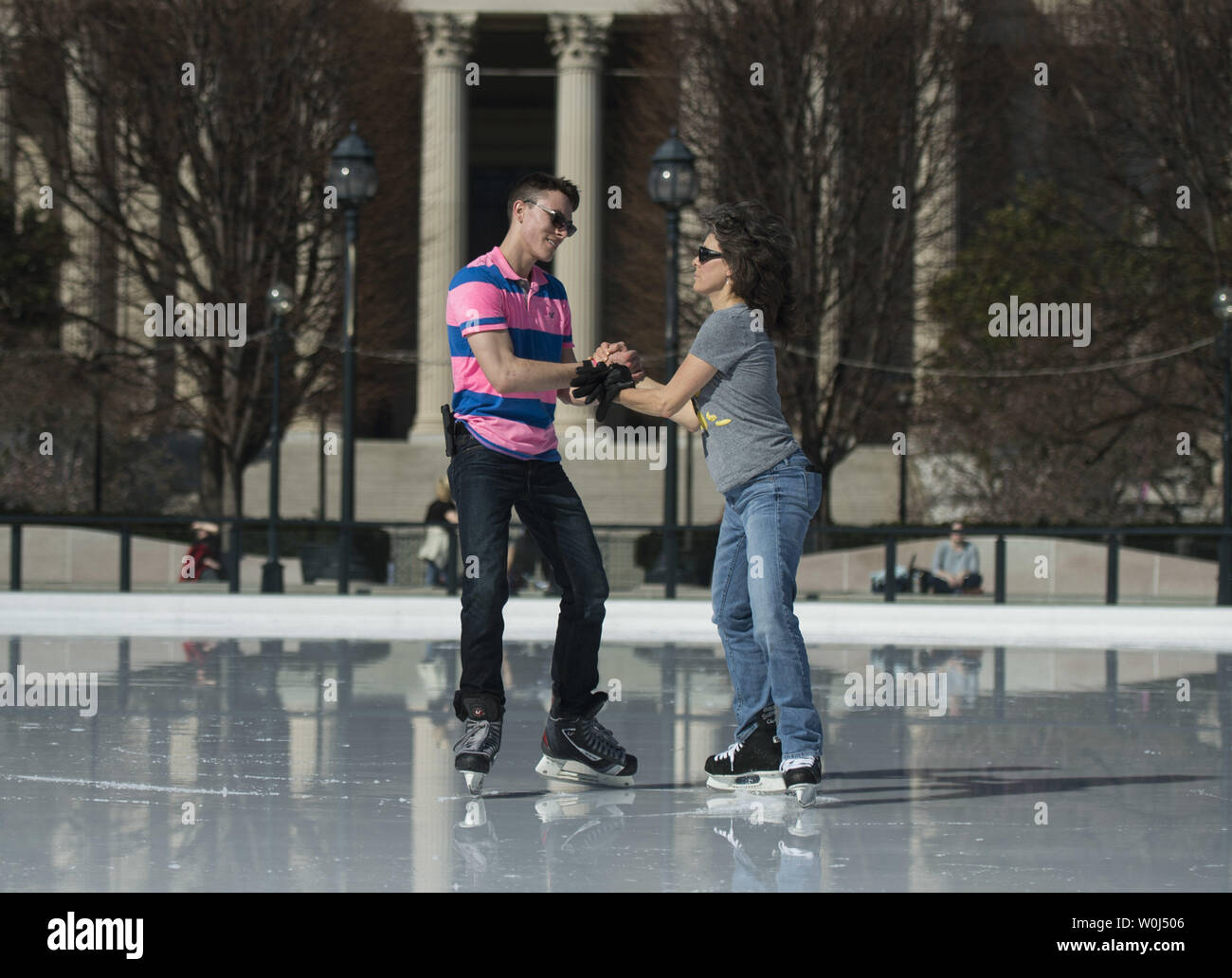 People Ice Skate As Temperatures Climb Into The Mid 70 S At The