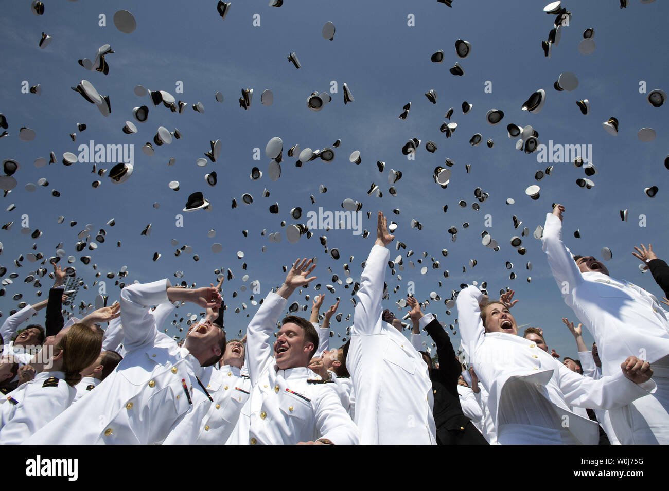 Hms Graduation Graduating Midshipmen throw their hats into the air at the end of the ...