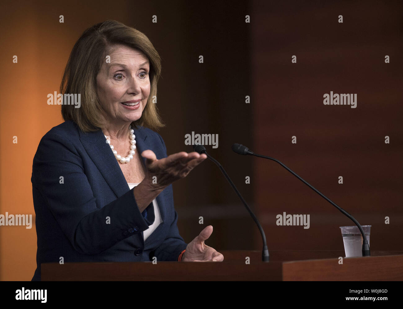 House Minority Leader Nancy Pelosi (D-CA) speaks to the media during a press conference on Capitol Hill in Washington, D.C. on September 15, 2016. Photo by Kevin Dietsch/UPI Stock Photo