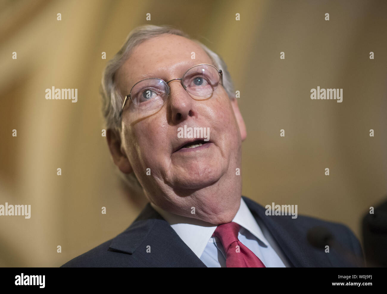 Senate Majority Leader Mitch McConnell, joined by members of the