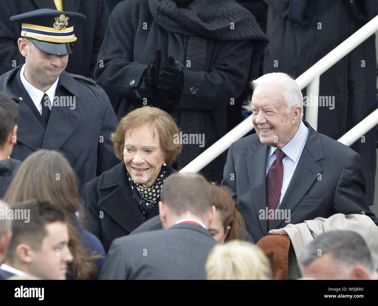 Former President Jimmy Carter and wife Rosalyn arrive for the inauguration ceremony at the Capitol on January 20, 2017 in Washington, D.C.  Trump becomes the 45th President of the United States.  Photo by Mike Theiler/UPI Stock Photo