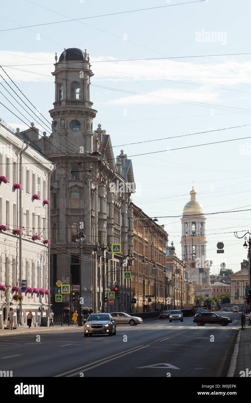 View of the 'Five corners' from Zagorodny Prospekt, St. Petersburg, Russia. Stock Photo