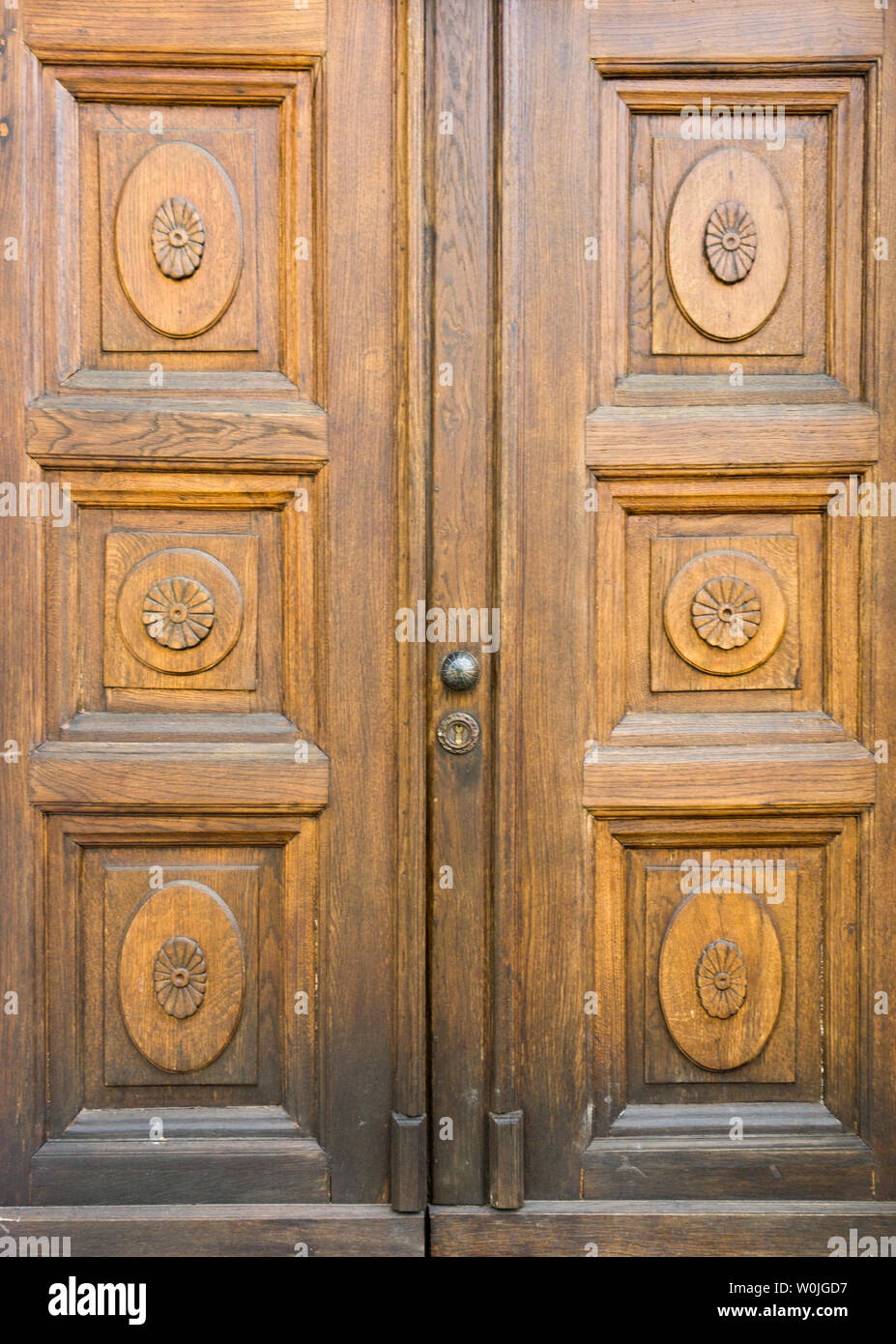 decorated wooden door Stock Photo