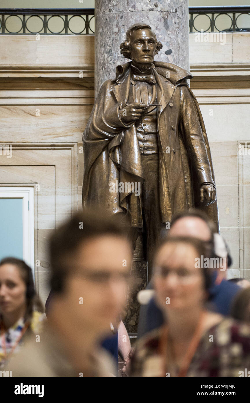Statue of Jefferson Davis, president of the Confederacy  during the Civil War, stands in Statuary Hall in the United States Capitol on August 17, 2017 in Washington, DC, A nationwide debate is underway concerning the removal of statues, monuments and historical markers that memorialize the Confederacy.   Photo by Pete Marovich/UPI Stock Photo