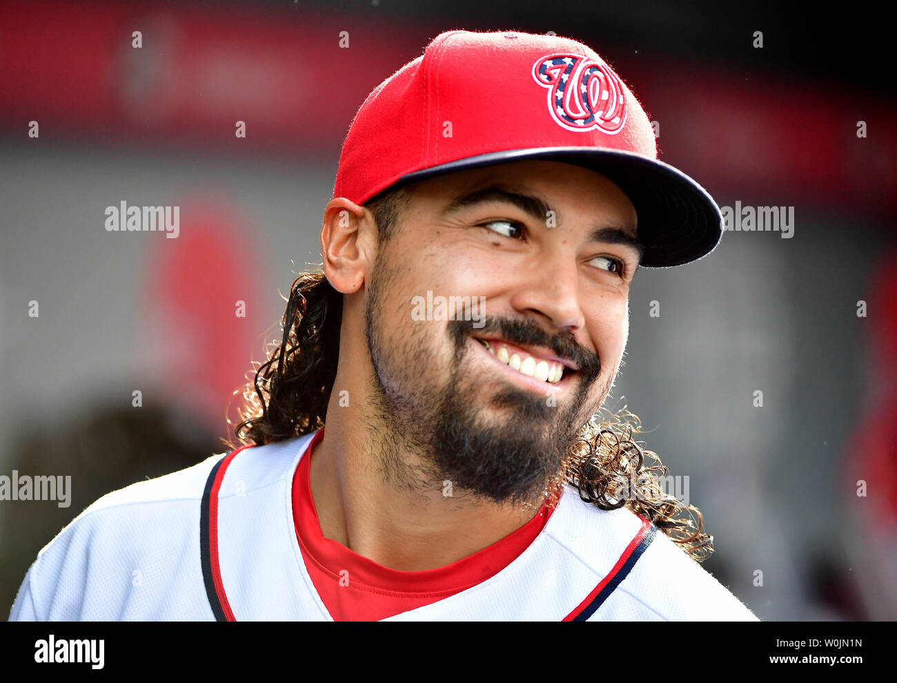 Washington Nationals third baseman Anthony Rendon (6) is seen in the dugout as the Nationals play the Miami Marlins at Nationals Park in Washington, D.C. on August 30, 2017. Photo by Kevin Dietsch/UPI Stock Photo