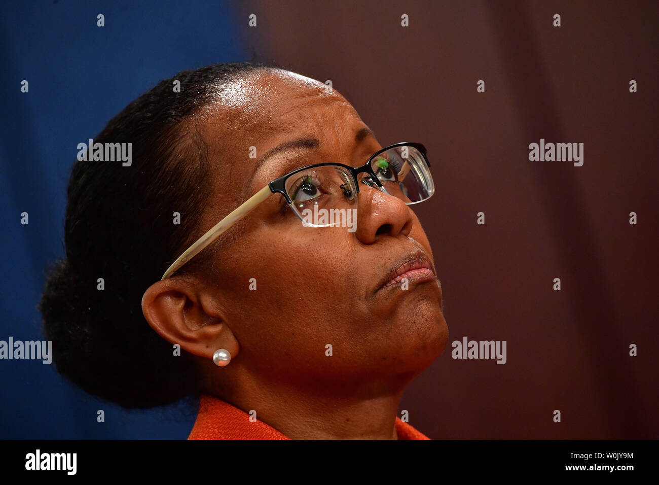 Kim Bose, the mother of Joseph Bose, age 20, who was killed in a 2015  shooting, becomes emotional during a Senate Democratic Policy and  Communications Committee forum on gun violence on Capitol