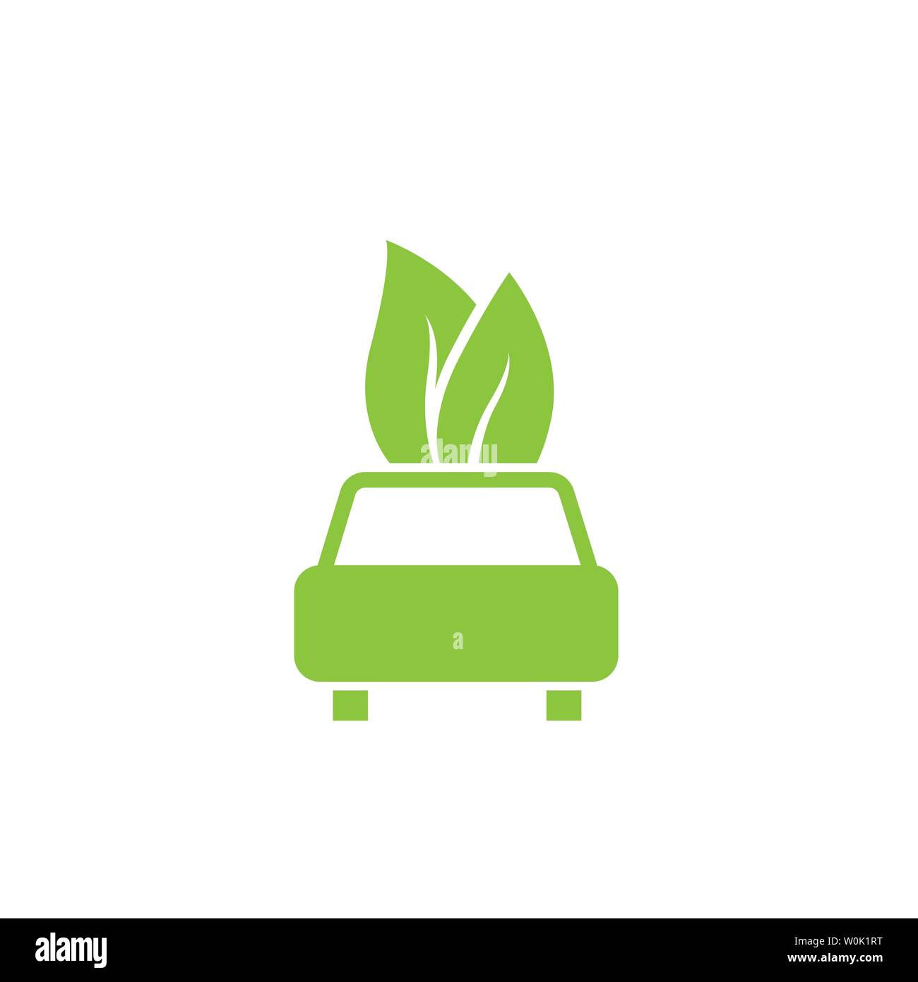 Electric car icon. Green car with leaves Vector illustration Stock Vector