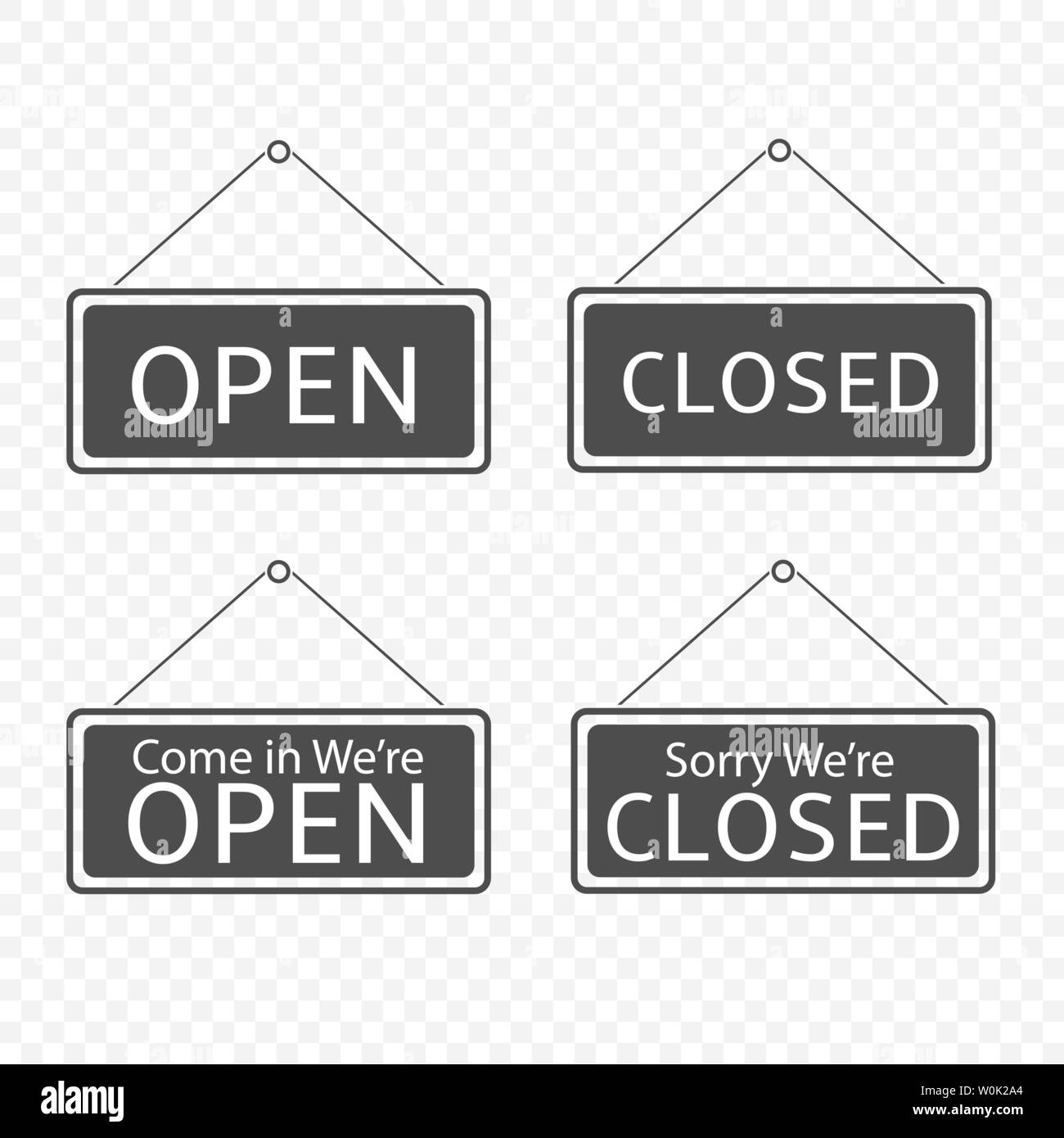 Open and Closed Hanging signs template isolated. Vector illustration Stock Vector