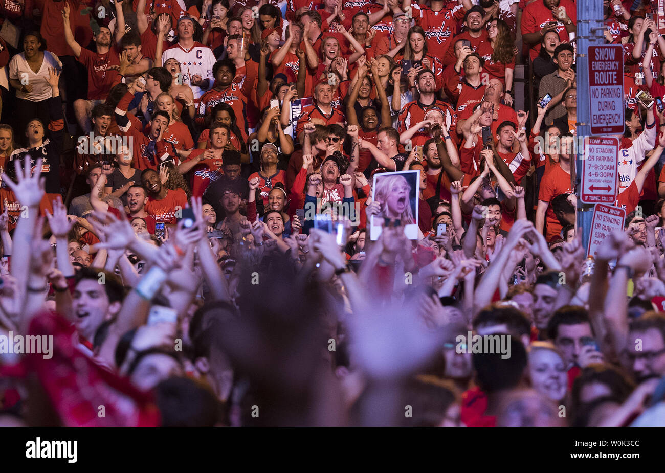 Washington Capitals fans cheer outside 