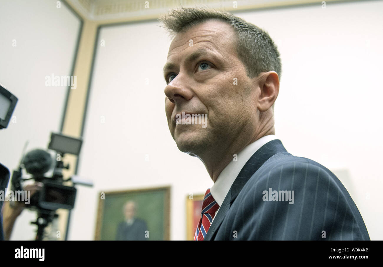 Peter Strzok, Deputy Assistant Director of the Federal Bureau of Investigation (FBI), arrives to testify at a House Judiciary and Oversight Committees joint hearing on FBI and Department of Justice actions surrounding the 2016 election, on Capitol Hill in Washington, D.C. on July 12, 2018. Photo by Kevin Dietsch/UPI Stock Photo