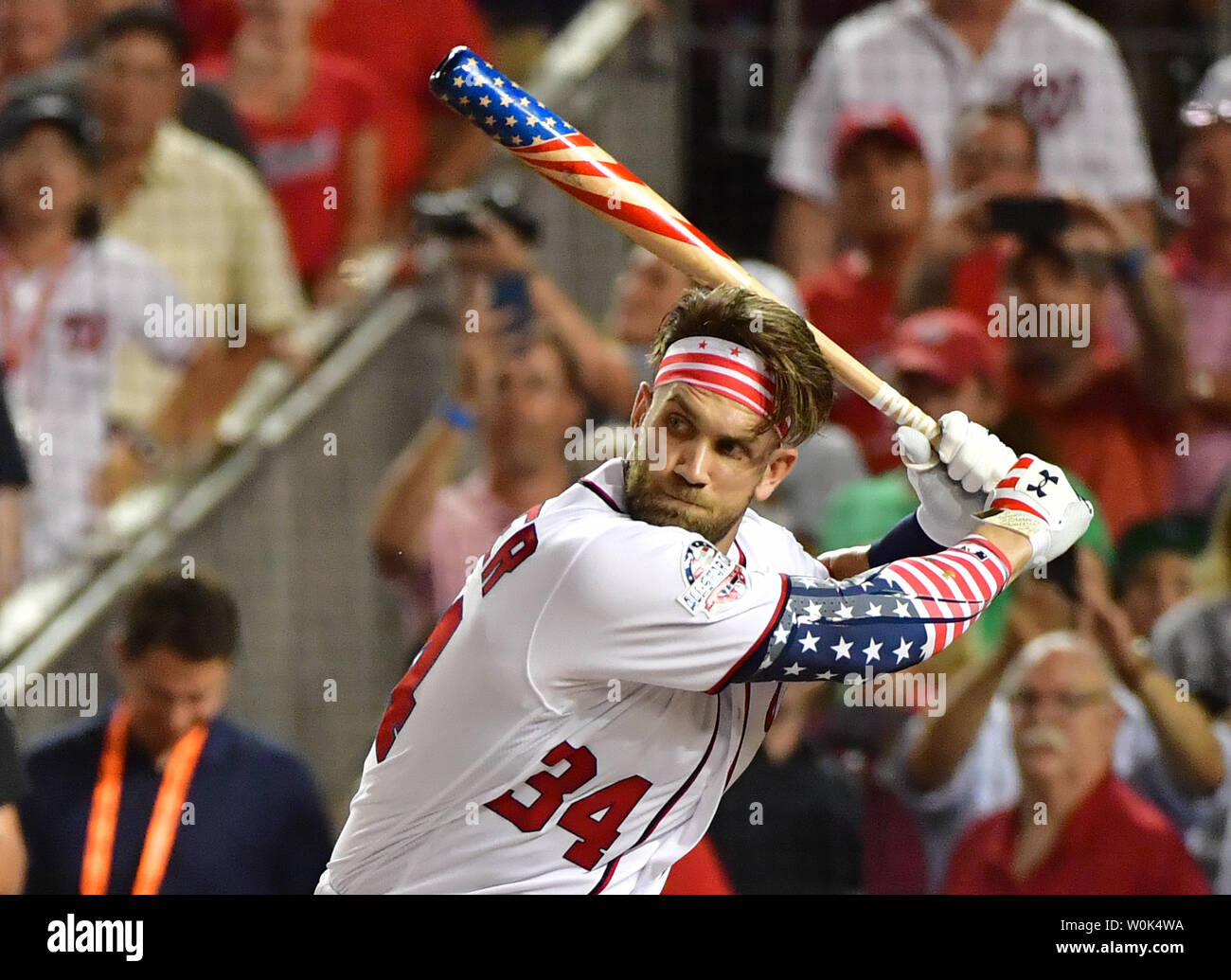 Game-Used 4th of July Stars and Stripes Jersey: Bryce Harper