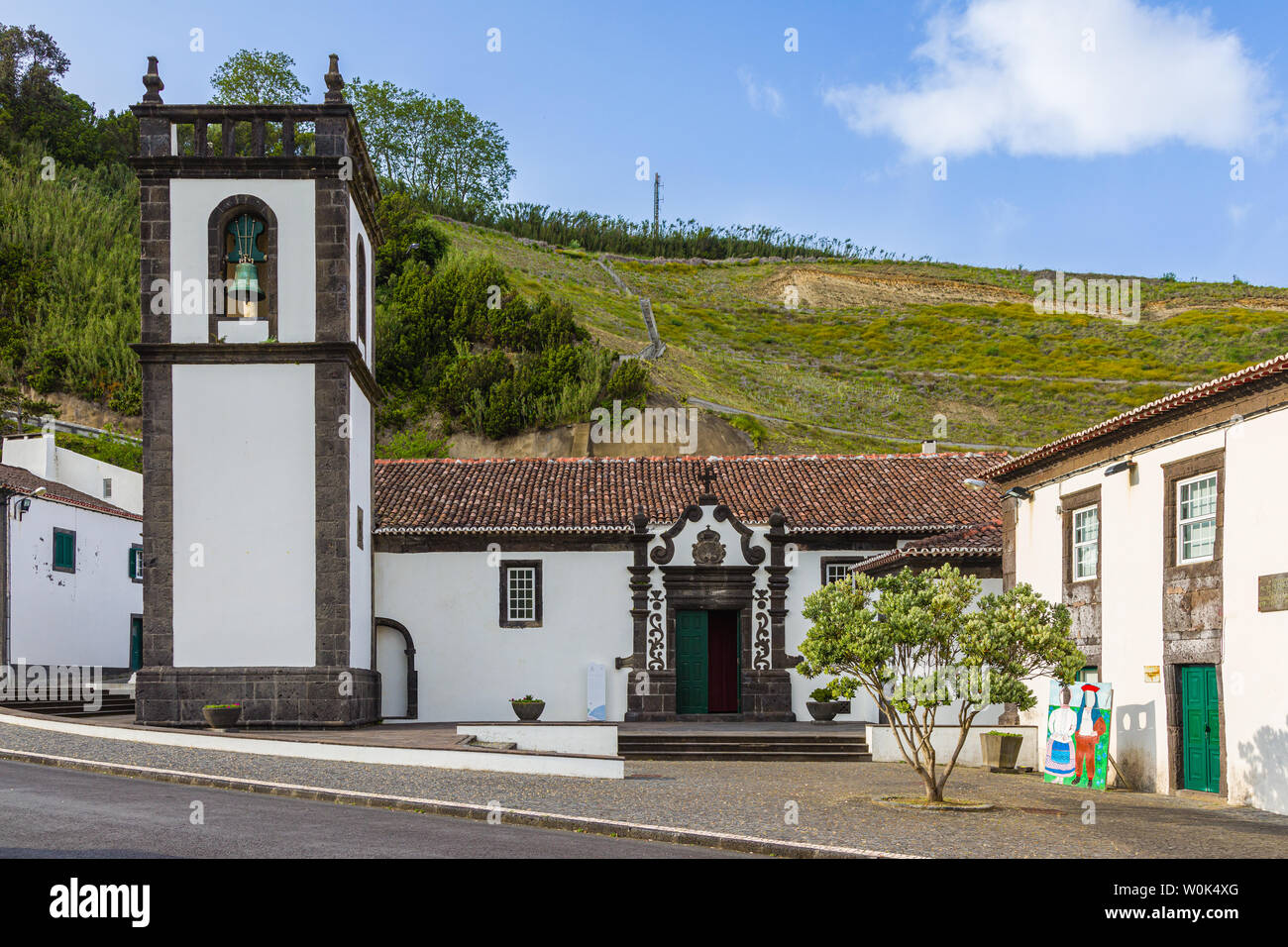 Church and Centro De Turismo in Povoacao on Sao Miguel Island, Azores archipelago, Portugal Stock Photo