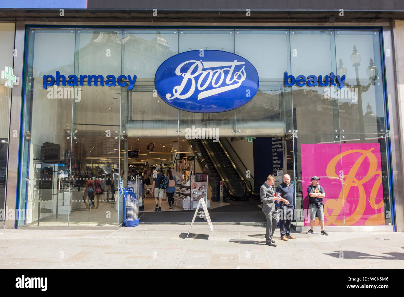 Exterior of Boots Store, Piccadilly Circus, London, UK Stock Photo