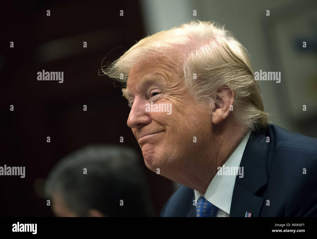 President Donald Tump speaks to the media during a roundtable on the Foreign Investment Risk Review Modernization Act, at the White House in Washington, D.C. on August 23, 2018.  Photo by Kevin Dietsch/UPI Stock Photo