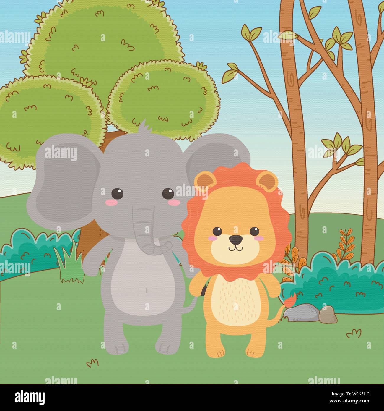 Lion and elephant cartoon design, Animal cute zoo life nature and fauna  theme Vector illustration Stock Vector Image & Art - Alamy