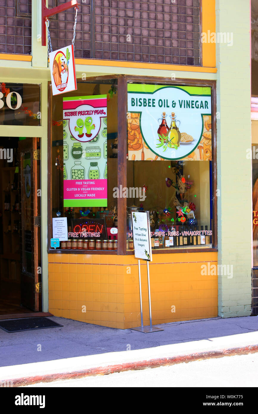 Outside the Bisbee Oil & Vinegar shop on Main Street in downtown Bisbee