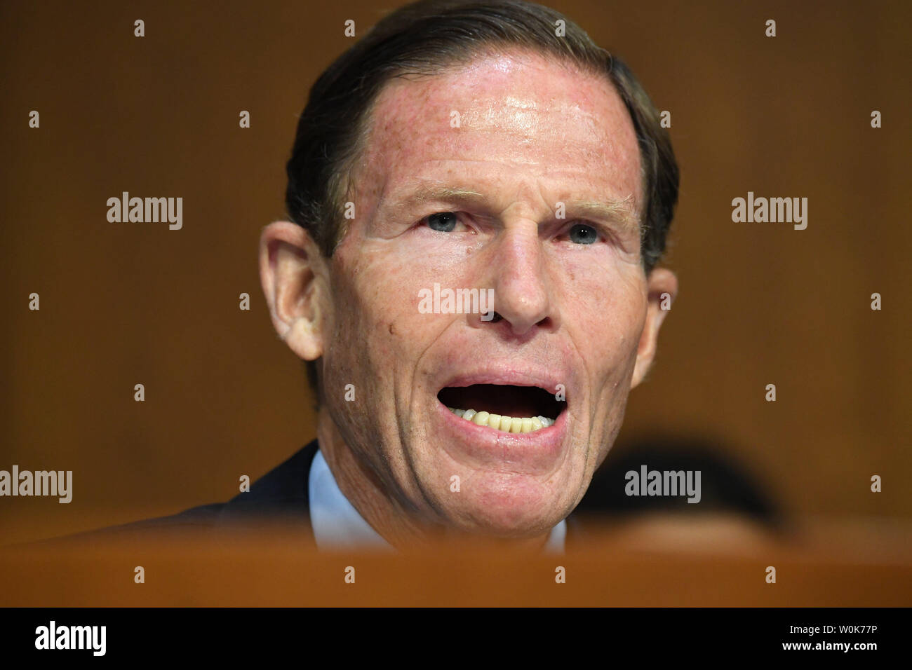 Sen. Richard Blumenthal, D-Conn., delivers his opening statement during the Judiciary Committee confirmation hearing for Supreme Court Justice nominee Brett M. Kavanaugh on Capitol Hill in Washington, DC on September 4, 2018. Judge Kavanaugh was nominated to fill the seat of Justice Anthony M. Kennedy who announced his retirement in June.  Photo by Pat Benic/UPI Stock Photo