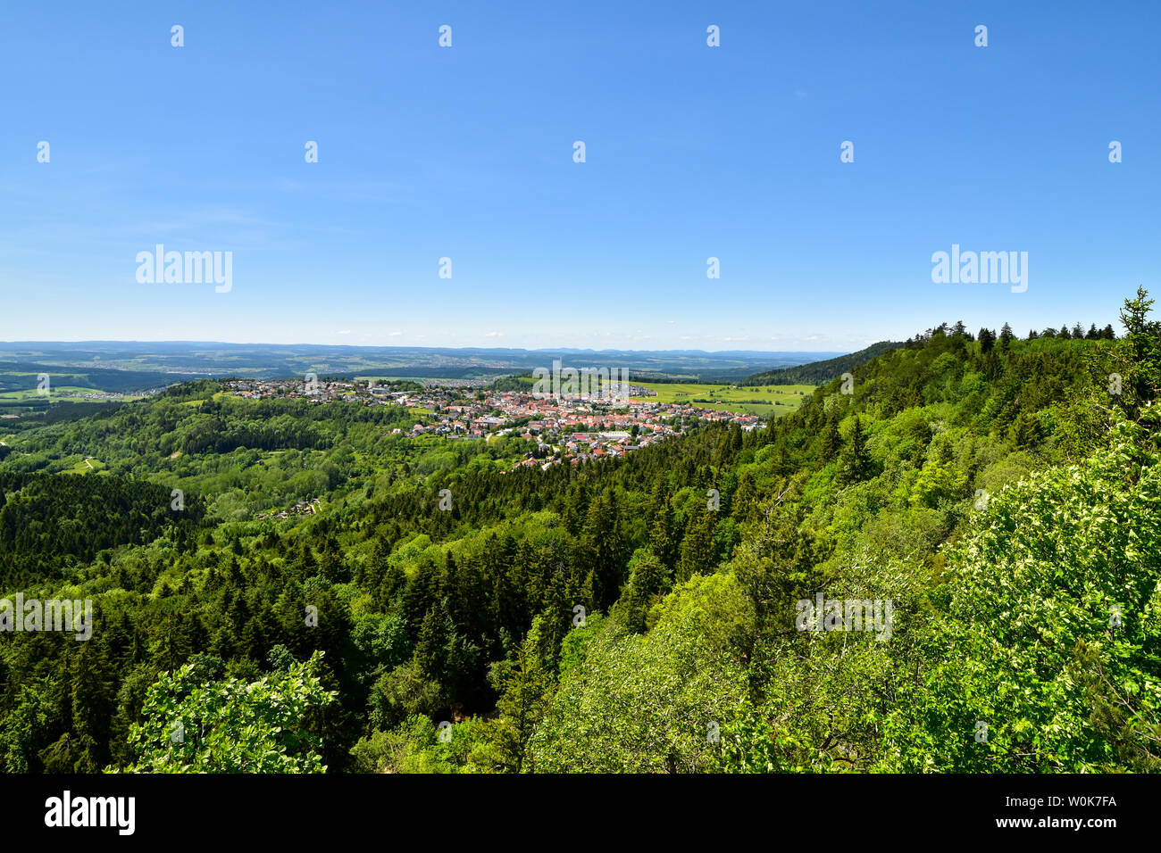 Panoramic view of Swabian Alb, highlands Germany. Stock Photo