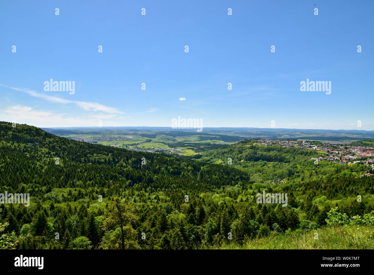 Panoramic view of Swabian Alb, highlands Germany. Stock Photo