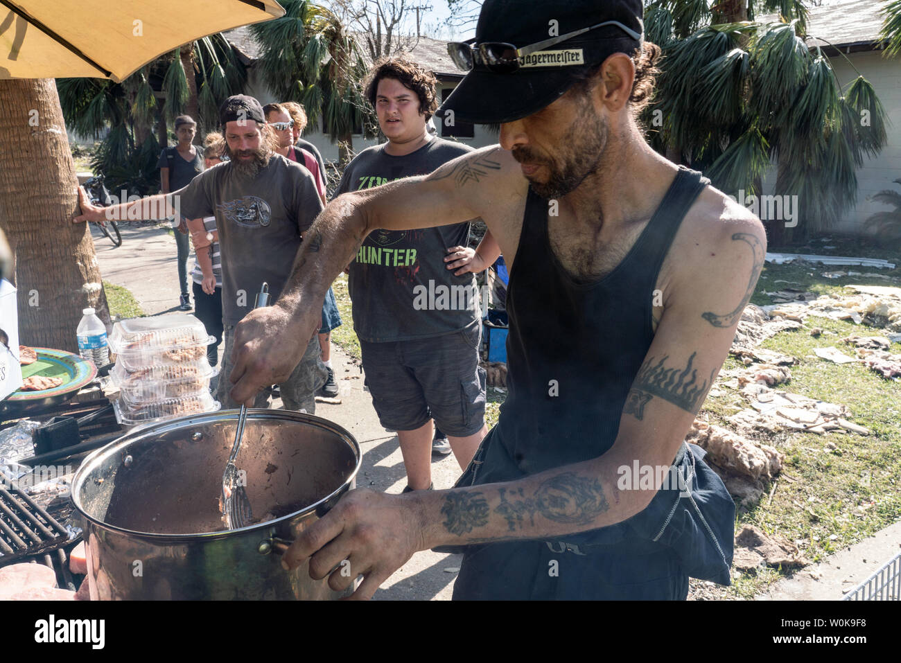 Brett Stoeser cooks up meals for local residents in need via his church Springfield United Methodist Church in Panama City, Florida after Hurricane Michael slammed into the panhandle October 12, 2018. Michael hit the Florida coast October 10 as a Category 4 near Mexico Beach as the most powerful storm to hit the southern US state in more than a century. Michael made landfall around 1:00 pm Eastern time (1700 GMT), the National Hurricane Center said.    Photo by Ken Cedeno/UPI Stock Photo