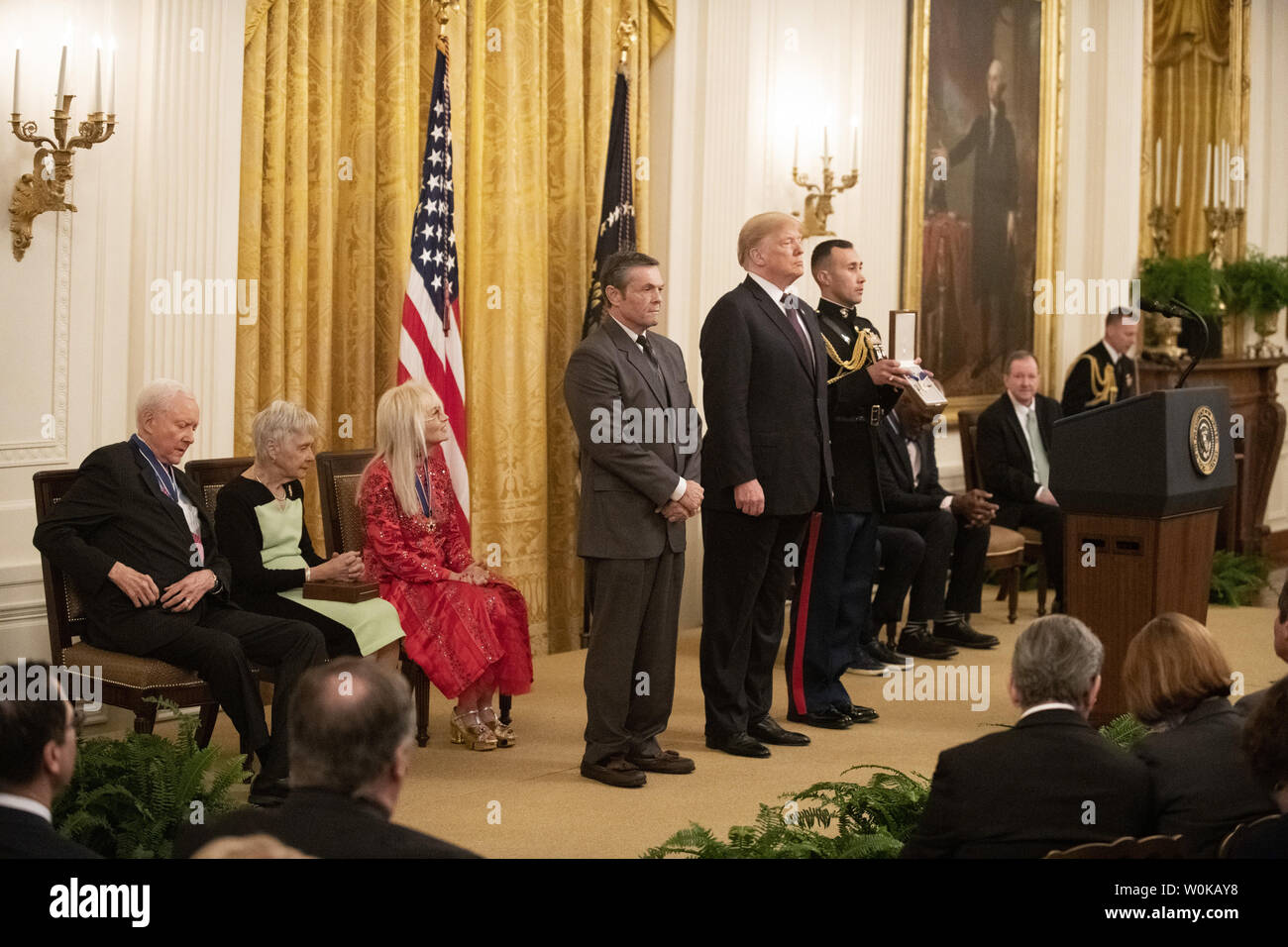 President Donald Trump awards the Medal of Freedom to seven Americans during a ceremony in the East room of the White House in Washington, D.C. on November 16, 2018. Photo by Pat Benic/UPI Stock Photo